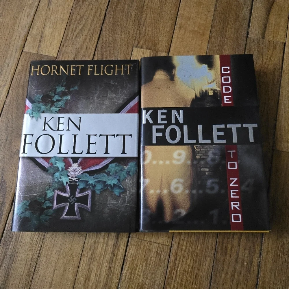 1ST Edition Ken Follett Lot of 2 Hardcover Books Hornet Flight, Code To Zero